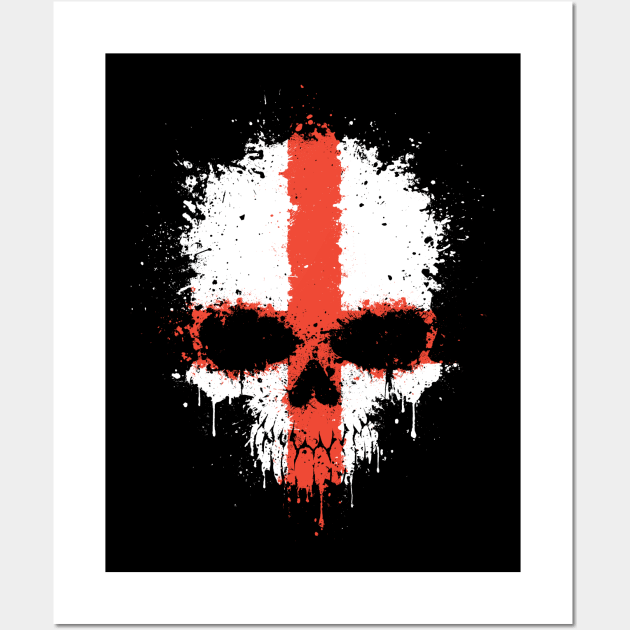 Chaotic English Flag Splatter Skull Wall Art by jeffbartels